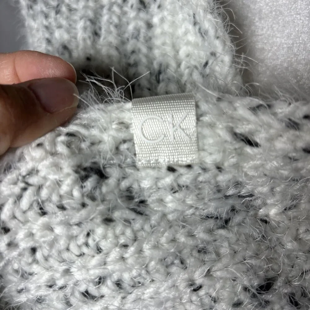 Calvin Klein Infinity Scarf  White Black Tones 33” X 12” Accessories